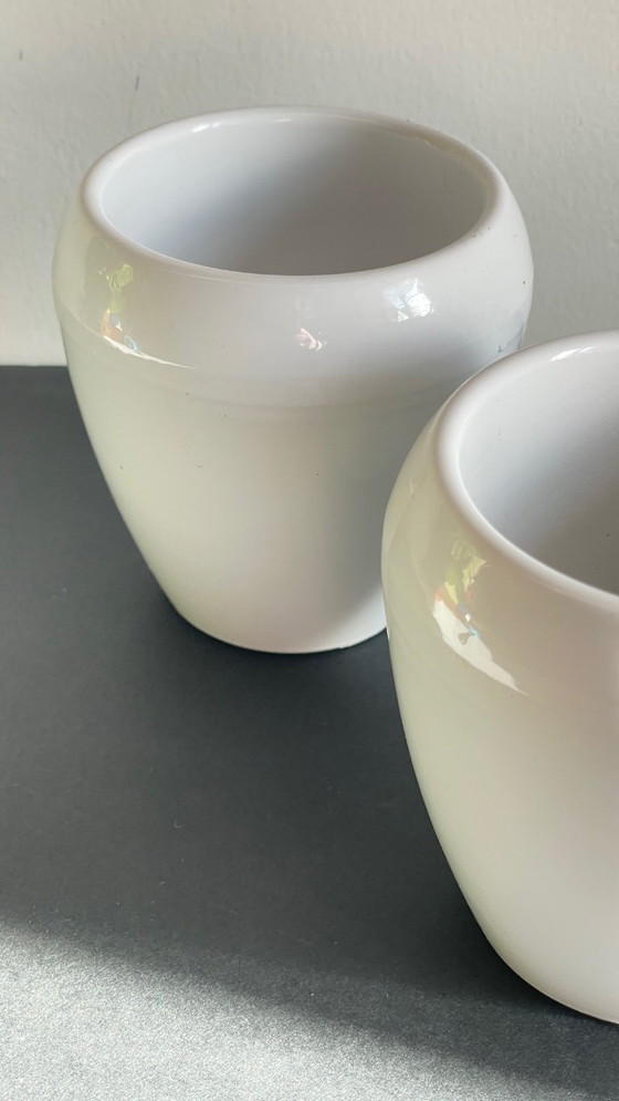 Image 1 of Pair of White Ceramic Candlesticks