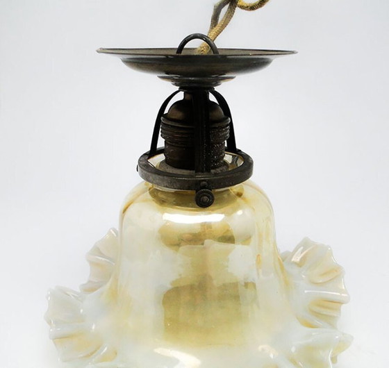 Early 20th Century Glass Pendant Lamp – Metal (photo 8 of 11)