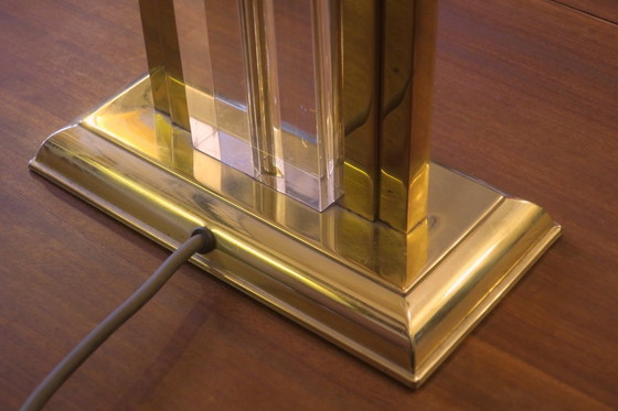 Image 1 of Lampada da tavolo Hollywood Regency Skyscraper in ottone e lucite, anni '70