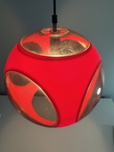 Lampe vintage rouge de l'ère spatiale Lampe pendante Bug Eye 1970