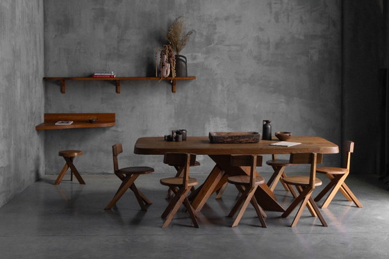 Image 1 of Custom Wall Console and Shelf by Pierre Chapo, France, 1970s