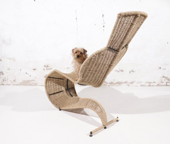 Image 1 of Tom Dixon ‘Speed’ lounge chair voor Space Design, 1990s – gevlochten touw & smeedijzer