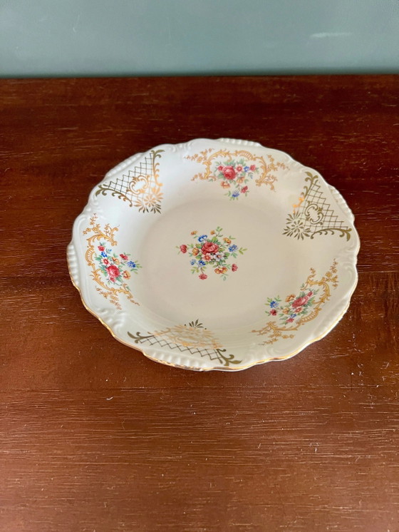 Piatto da portata vintage Winterling con decoro floreale e oro 14k degli anni '50, condizioni eccellenti (photo 4 of 6)