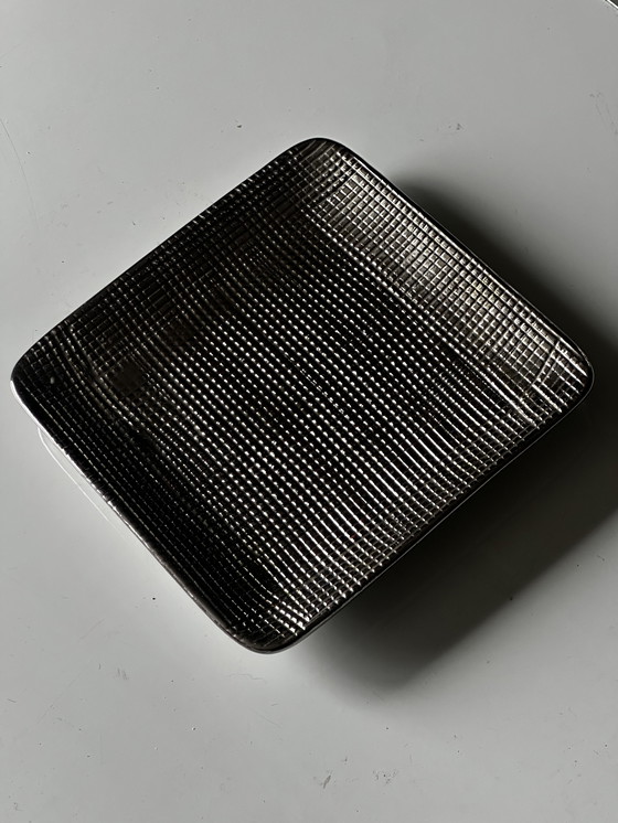 Image 1 of Tasca vuota vintage in ceramica e metallo anni '80 color argento