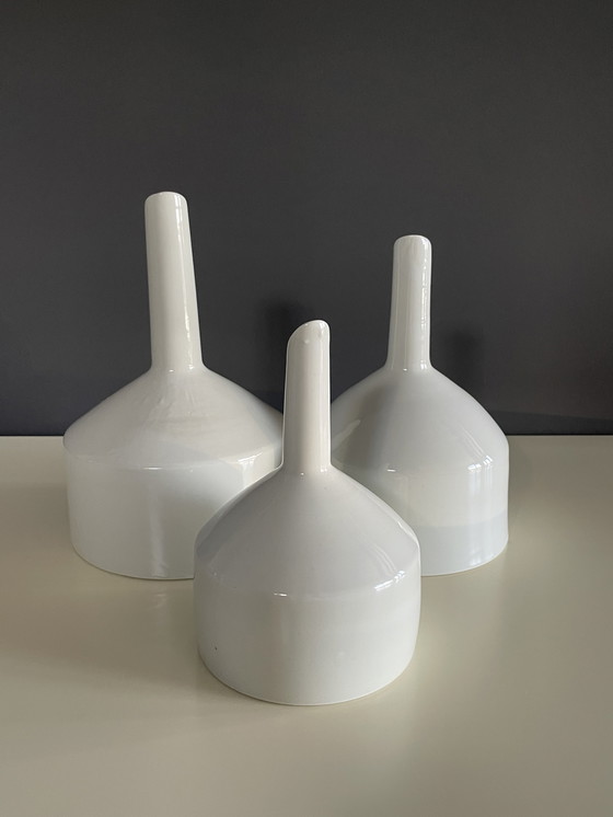 Image 1 of Vintage Design Set: Rare Ceramic Lab Funnels - Brutalist Art Objects From Europe