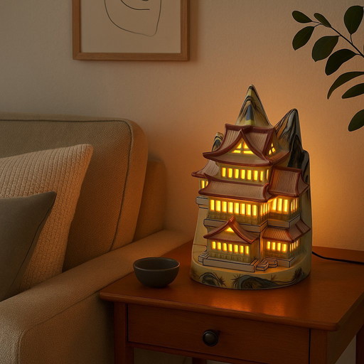 Einzigartige antike Palastlampe aus Taiwan (Republik China) – Keramik-Wand- und Tischobjekt – ca. 1960