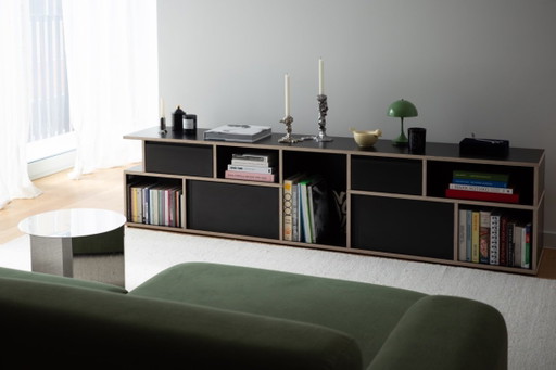 Tylko Aparador Personalizado / Mueble de Almacenamiento Bajo — Original Classic, Black Plywood, 220 cm