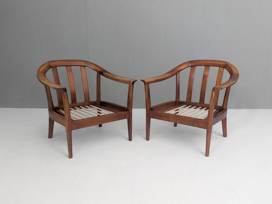 Image 1 of Poltrone in legno di ciliegio Wilhelm Knoll di metà secolo, Germania, anni '60