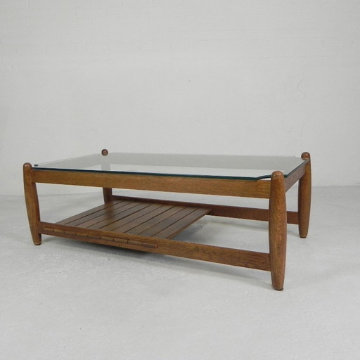 Scandinavian coffee table with glass top, 1960s