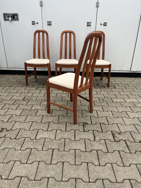 Image 1 of 4x massief teak deense eetkamerstoelen jaren 70