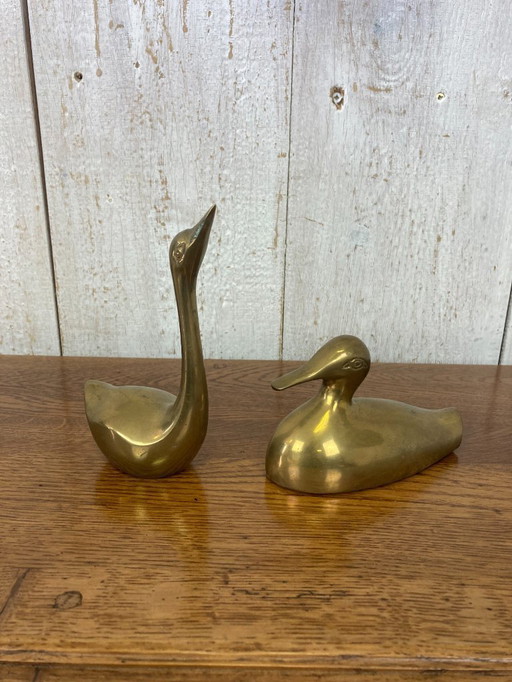 Coppia di anatre di ottone