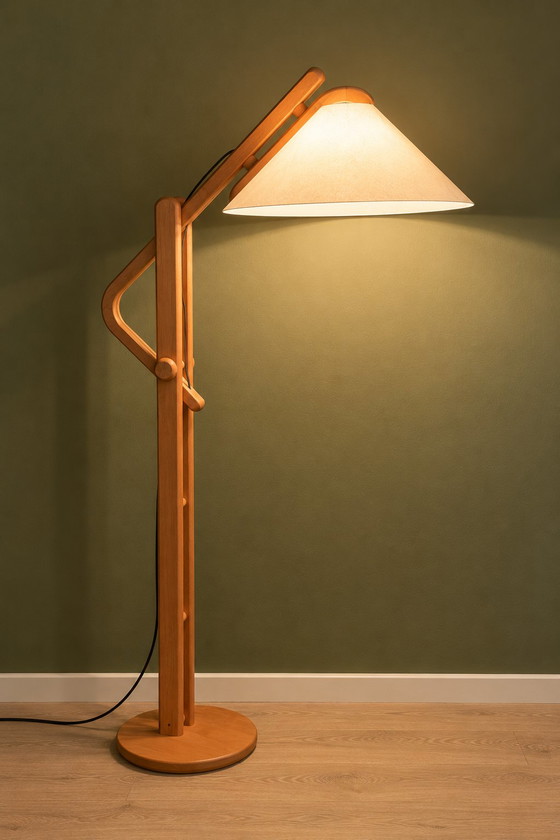 Lampada da terra in legno regolabile DOMUS 6524 vintage – Design tedesco – Lampade da terra (photo 4 of 8)