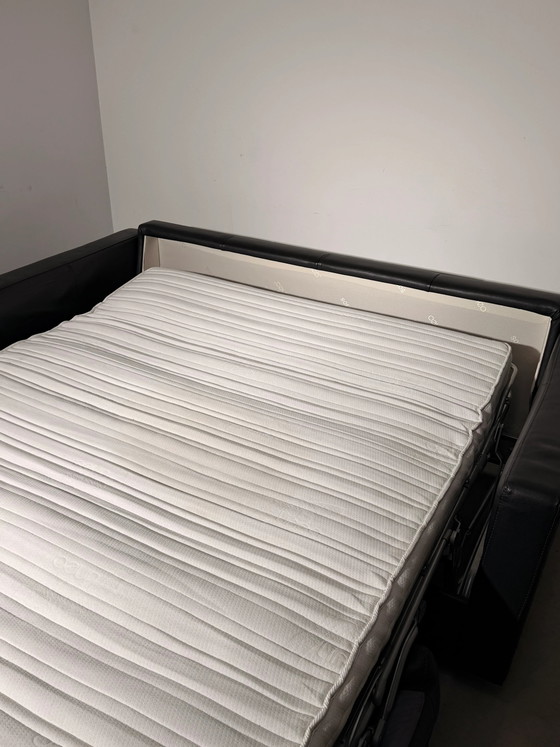 Black Leather 2-Seater Sofa Bed by Linea B (photo 4 of 7)