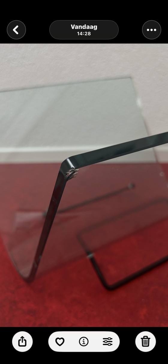 Vintage Glass Magazine Rack Fiam Italia – Metal (photo 5 of 5)