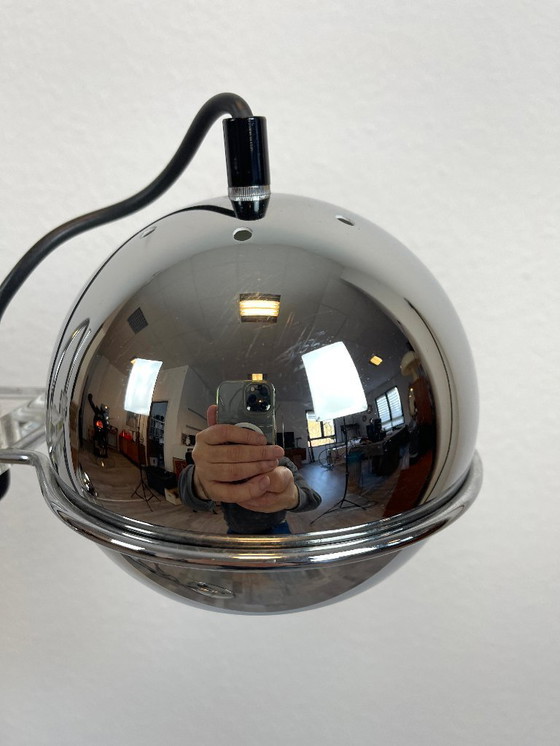 Image 1 of Space Age floor lamp, chrome, 2-light, globe spotlights