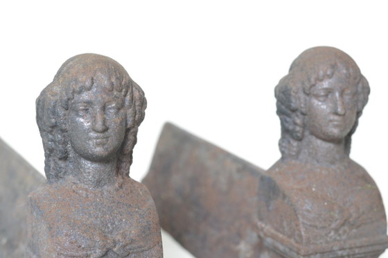 Image 1 of 19th Century Cast Iron Andirons, 1890s, Set of 2