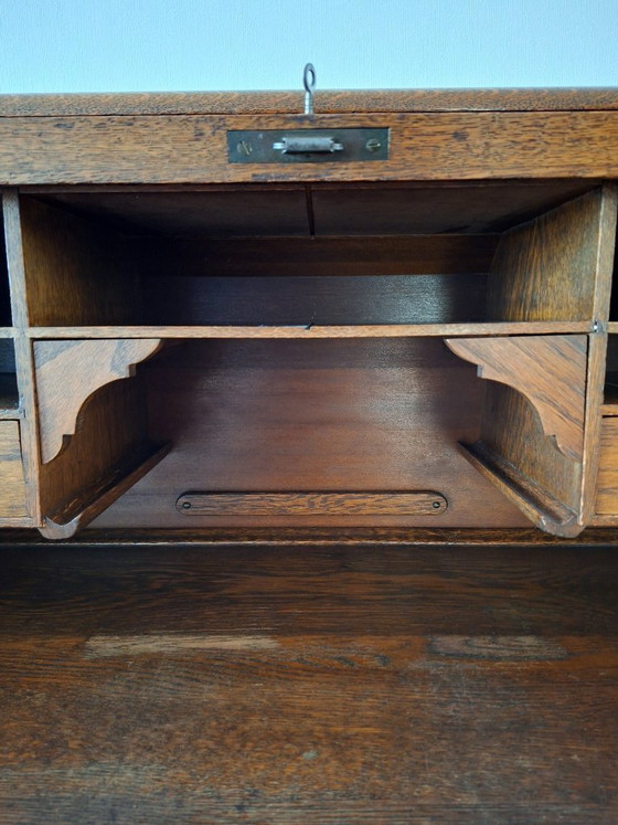 Image 1 of Scrivania antica in rovere con piano a rullo – completamente funzionale con chiave