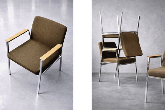 Image 1 of Vintage Duitse bruine conferentiestoel uit het midden van de 20e eeuw van Drabert, jaren 70.