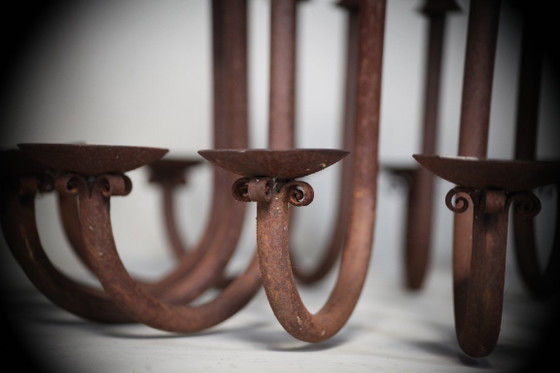 Image 1 of Monumental Antique 16-Arm Candle Chandelier