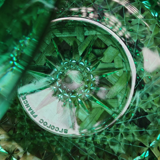 Image 1 of Bomboniera vintage Arcoroc France in vetro verde smeraldo – motivo diamante (anni '70)