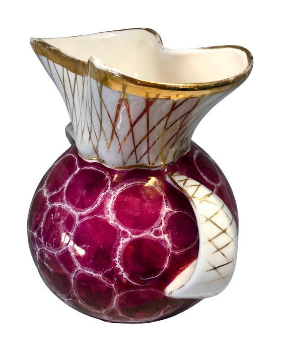 Image 1 of Large Antique Art Deco Thulin Belgium Vase - 22cm - Rare Pink & Gold - Incised Belgium 1