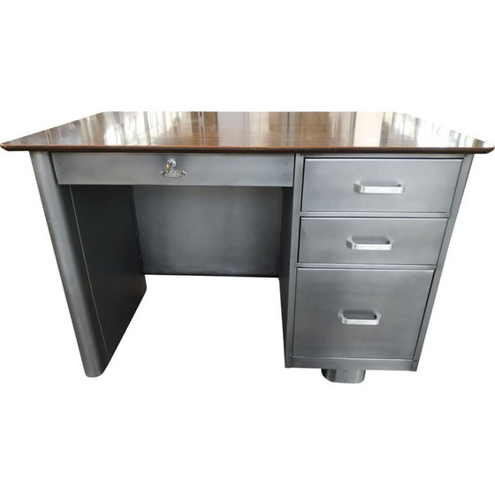 Image 1 of Vintage all steel tanker desk by Challenger Steel Products for Brooklyn, USA 1950s