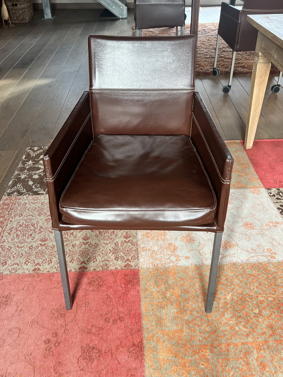 Image 1 of 6 sillas de comedor de diseño KFF, cuero genuino, opción para 2 taburetes de bar adicionales