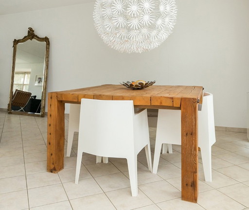 Robuuste Eettafel Van Historische Gebinten 140 X 140 Cm