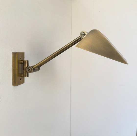Image 1 of Lampada da parete vintage regolabile, ottone spazzolato, Francia, 1970