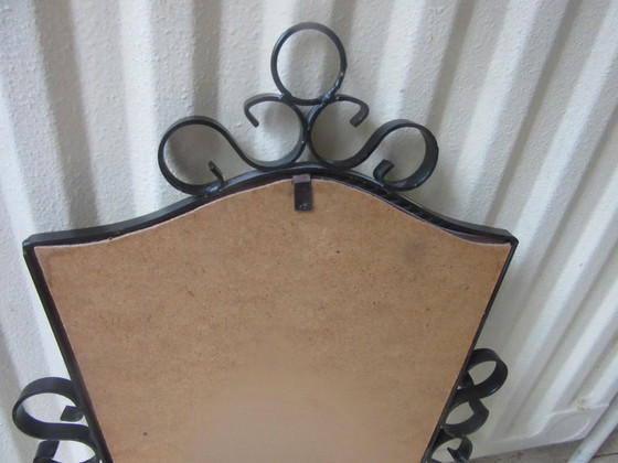 Black Wrought Iron Wall Mirror Retro Vintage MCM – Glass (photo 8 of 9)