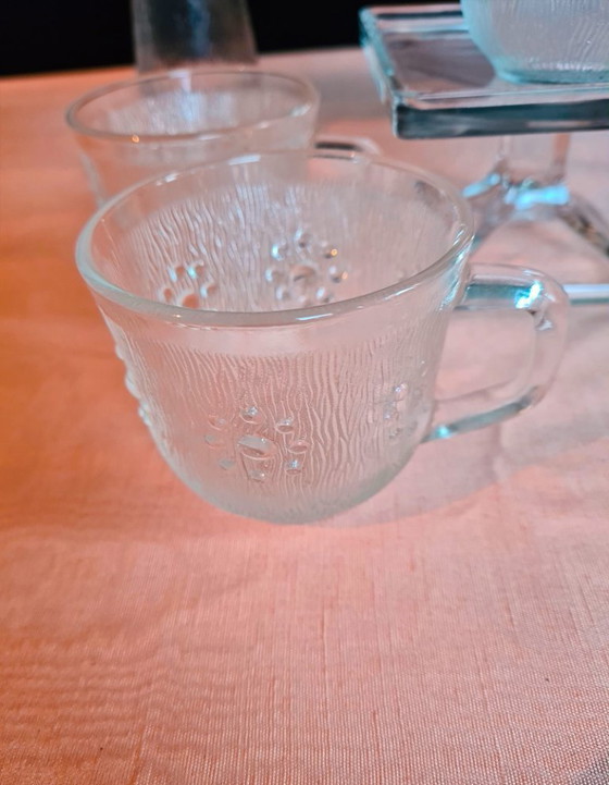 Image 1 of Masserini Barocco large fruit punch bowl and 4 glasses design 60s Italy.