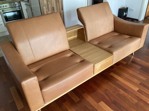 Ledersofa Brühl & Sippold „Deep Space“, hellbraun/beige, Zweisitzer