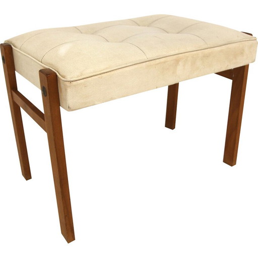 Repose-pieds scandinave vintage en skaï, Suède 1960