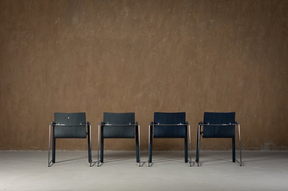 Image 1 of Vintage A 320 Armchair by Wulf Schneider & Ulrich Boehme for Thonet 1980’s in Eltham Palace Velvet (set of 4)