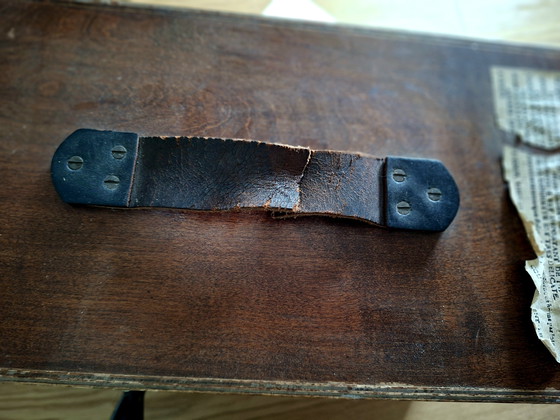 Image 1 of Antique hand-operated ship's fog horn in wooden resonance box – working – ca. 1900