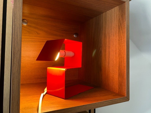 Lampe de table vintage géométrique en métal rouge, années 1970 – tafellampen, Metal