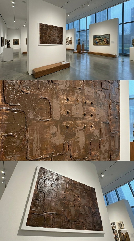 Dipinto minimalista strutturato – "Three Dots" di Romao RB – Stile giapponese Wabi Sabi