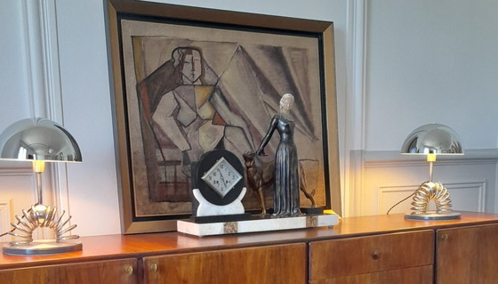 Image 1 of Pair of Space Age metal lamps