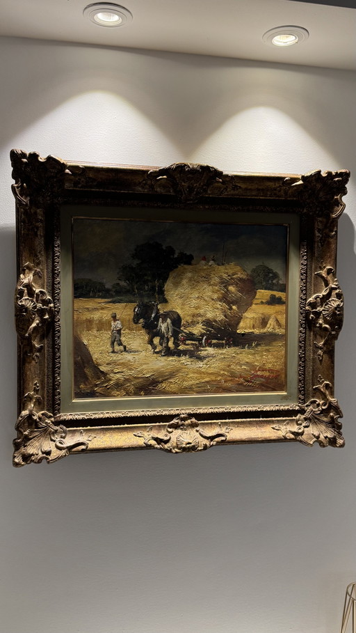 Simon van Gelderen Signed Vintage Oil Painting Mediterranean Rural Scene