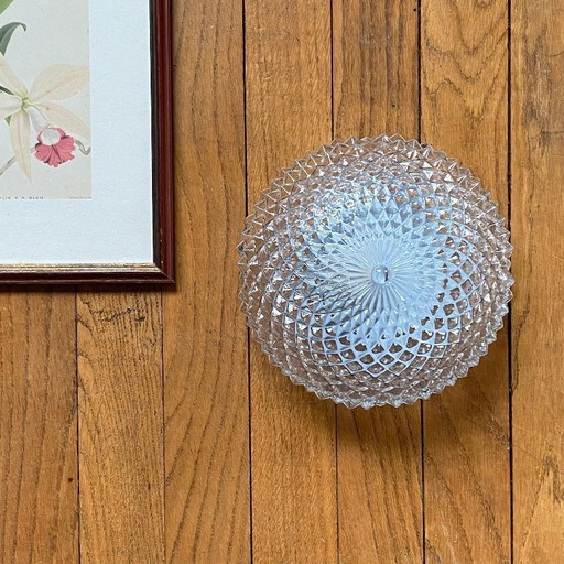 Vintage glass wall/ceiling light fixture from the 1970s or 1980s