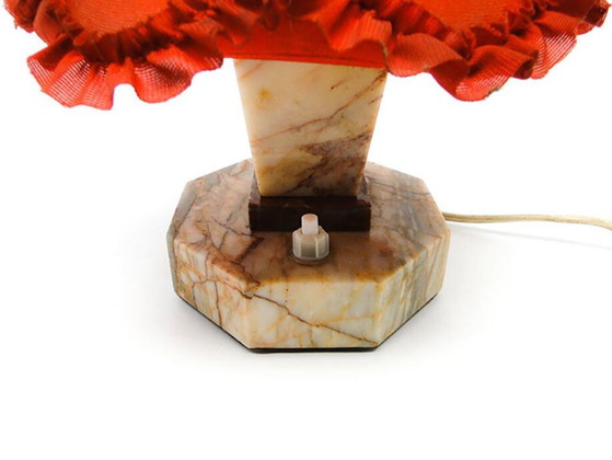 Art Deco Stone Table Lamp, Czechoslovakia, 1930s – Kámen Praha, Textile (photo 5 of 12)