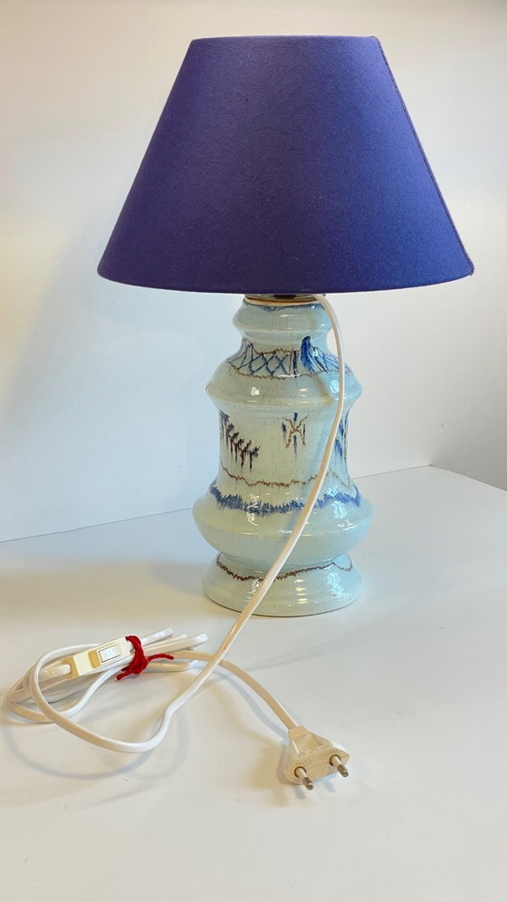 Image 1 of Lampada vintage in ceramica blu chic