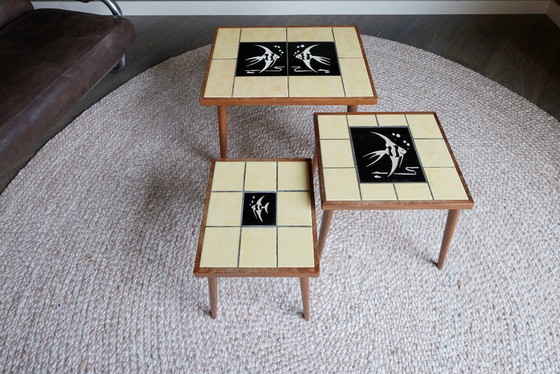 Image 1 of vintage 1950s mimiset - tiles with fish