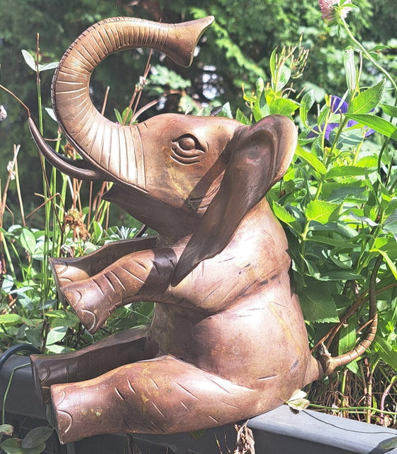 Vintage beeld van een olifant in brons – Beeldhouwkunst, Bronze (photo 5 of 7)
