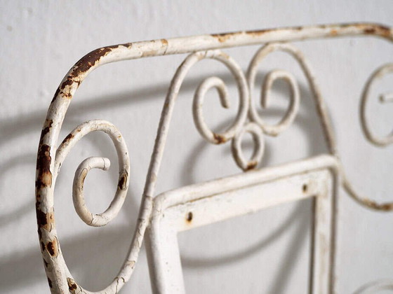 Antique outdoor chairs in white (c.1920). Set of 4 pieces – Garden chairs, Wood, Iron (photo 34 of 40)