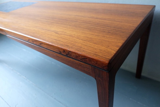 Image 1 of Rosewood Coffee Table with Blue Ceramic Tiles, Denmark, 1960s