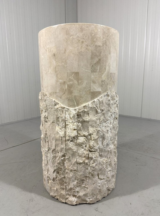 Image 1 of Travertijn Mactan Stenen Zuilen & Vaas 1980's