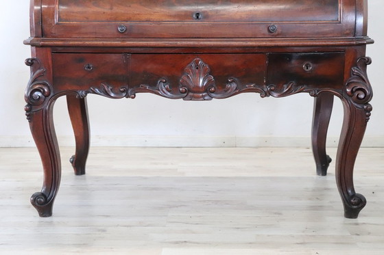 Image 1 of Antiker Rollschreibtisch in Nussbaum, Italien 19.