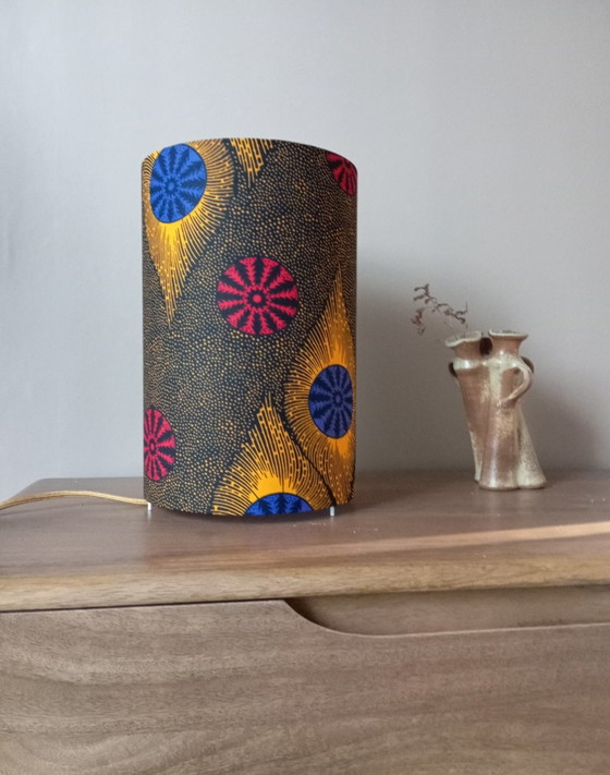 Image 1 of Lampada a tubo in tessuto etnico di cera - creazione unica