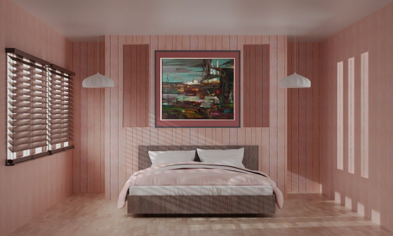 Pintura al óleo original Paisaje urbano abstracto – Pinturas y dibujos, Canvas (photo 3 of 11)